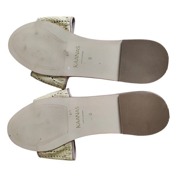 Kaanas Women's Sz 10 Mallorca Woven Embroidered Flat Slide Sandal Tan - Picture 8 of 8